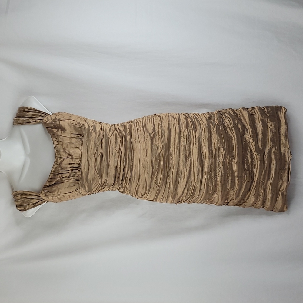 Nicole Miller brownish gold ruched body hugging dress sz 4